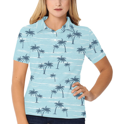 Palm Tree Pattern Print Design PT04 Women's Polo Shirt