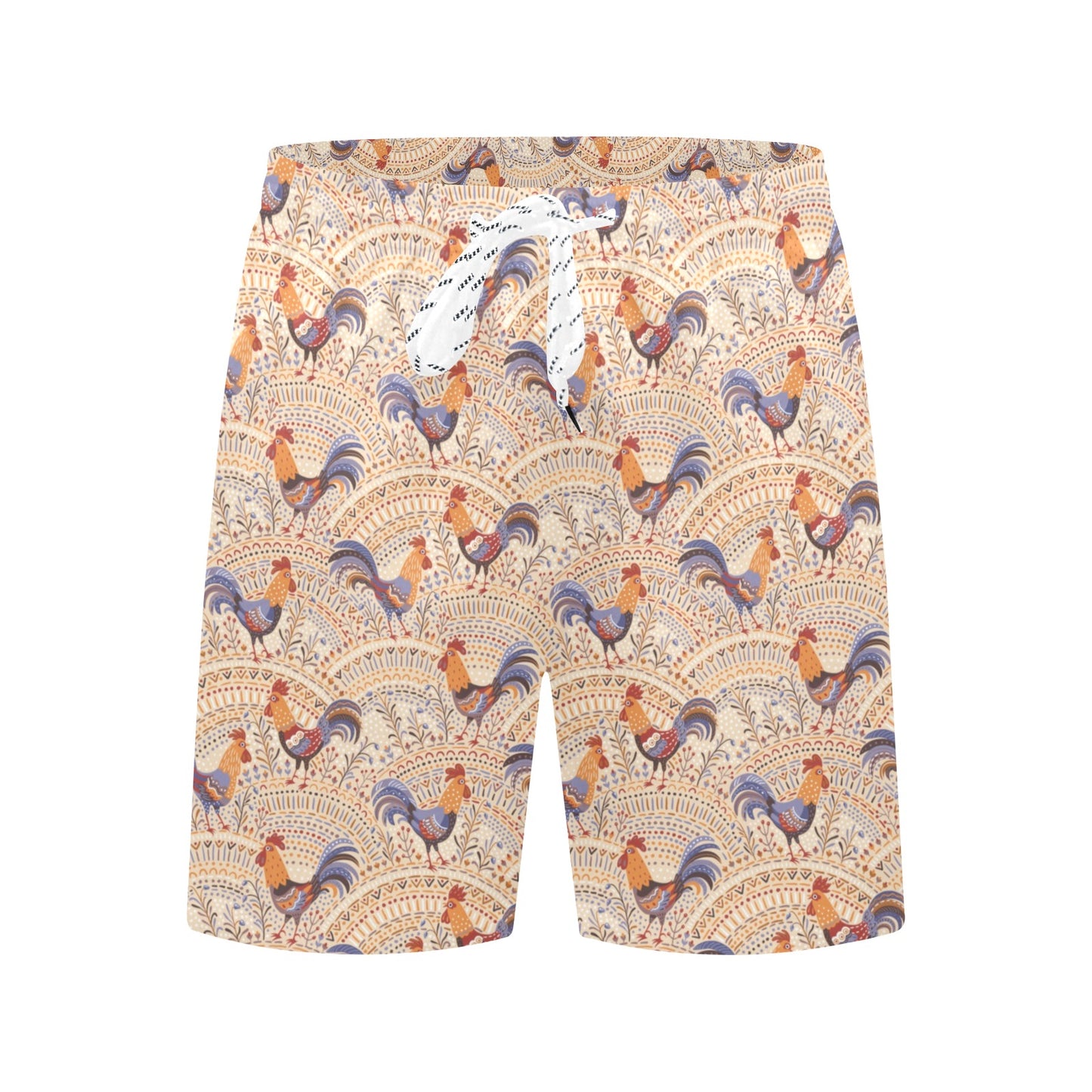 Chicken Boho Style Pattern Men's Swim Trunks Beach Shorts
