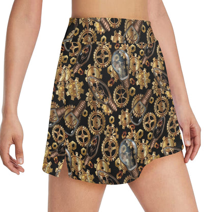 Steampunk Lightbulb Print Design LKS304 17" Golf & Pickleball Skort with Pockets