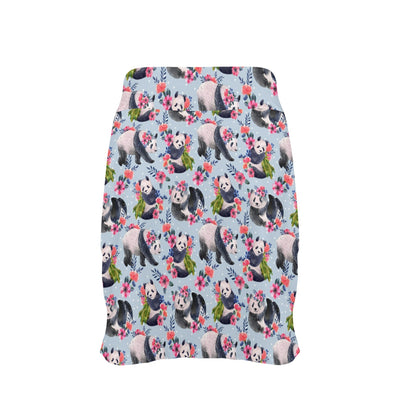 Panda Bear Flower Design Themed Print 17" Golf & Pickleball Skort with Pockets