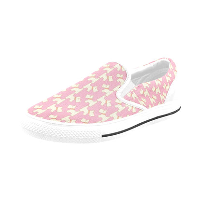 Scottish Terriers Print Design LKS306 White Slip Ons Canvas Women's Shoes