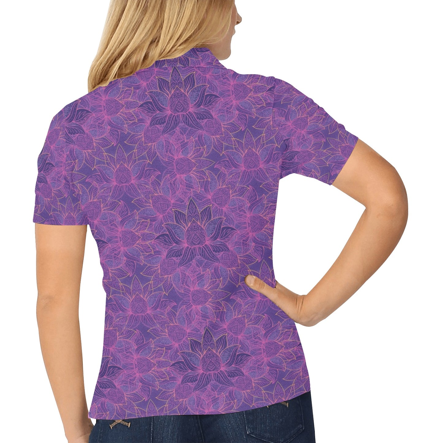 Bohemian Lotus Mandala Style Women's Polo Shirt