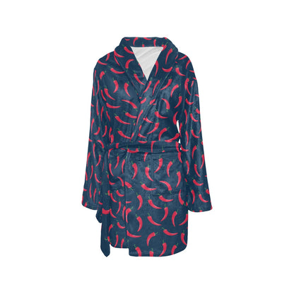 Chilli Pepper Pattern Print Design 03 Women's Fleece Robe