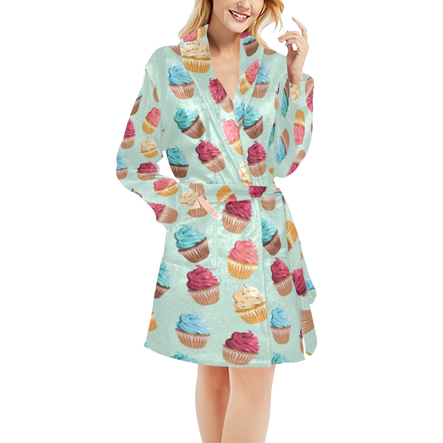 Cupcake Pattern Print Design 01 Women's Fleece Robe