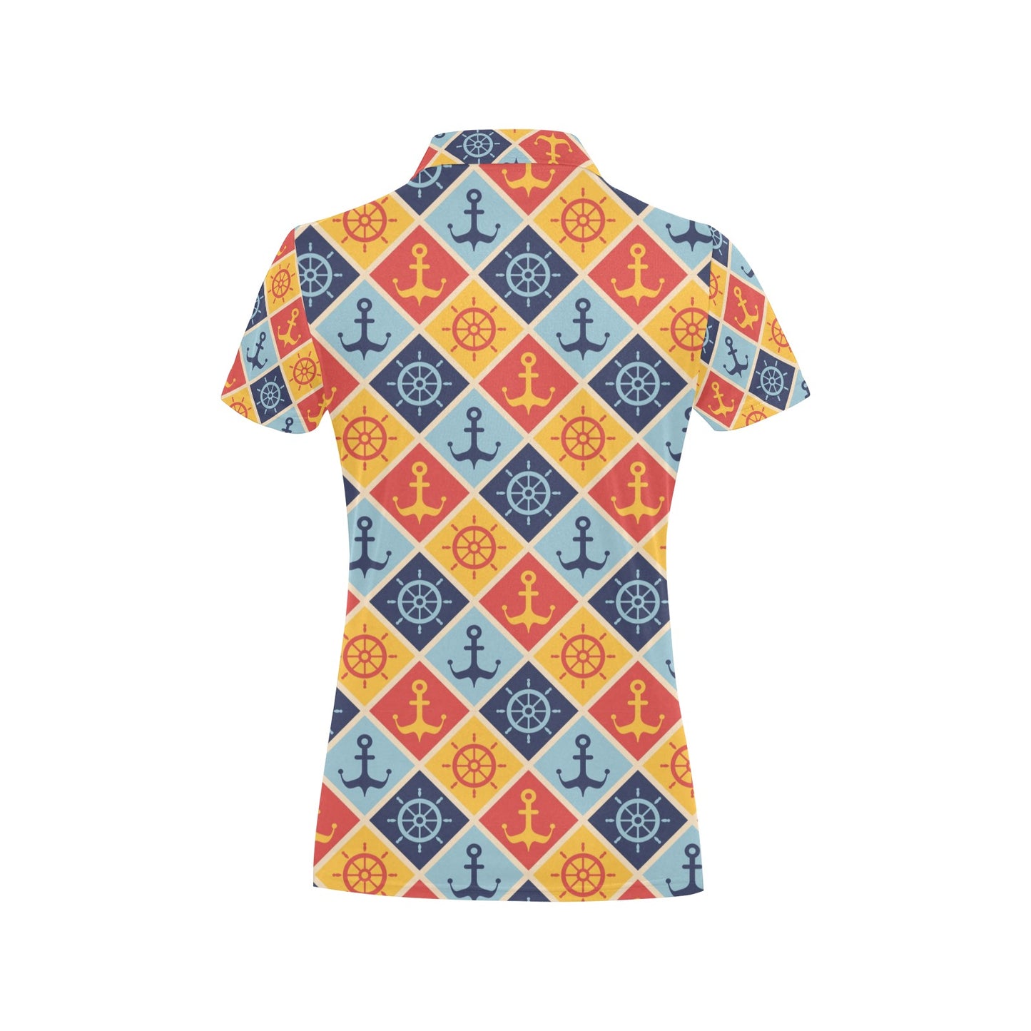 Nautical Pattern Design Themed Print Women's Polo Shirt