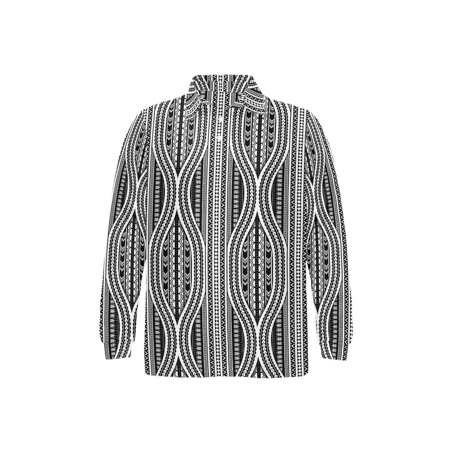 Polynesian Tribal Style Long Sleeve Polo Shirt For Men's