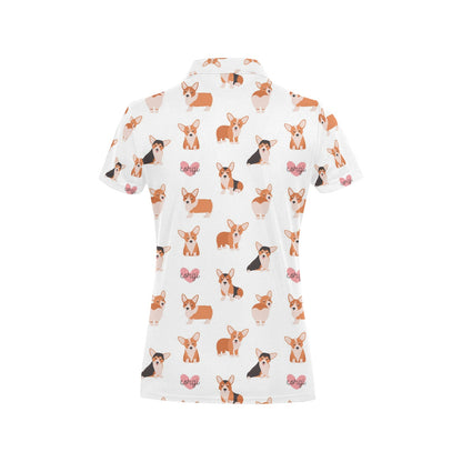 Cardigan Welsh Corgis Pattern Print Design 02 Women's Polo Shirt