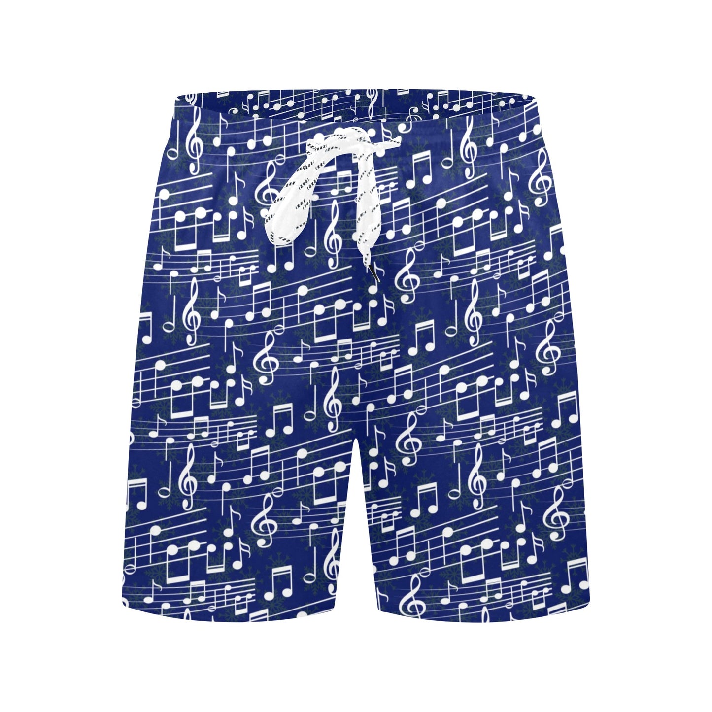 Music Note Blue Themed Print Men's Swim Trunks Beach Shorts