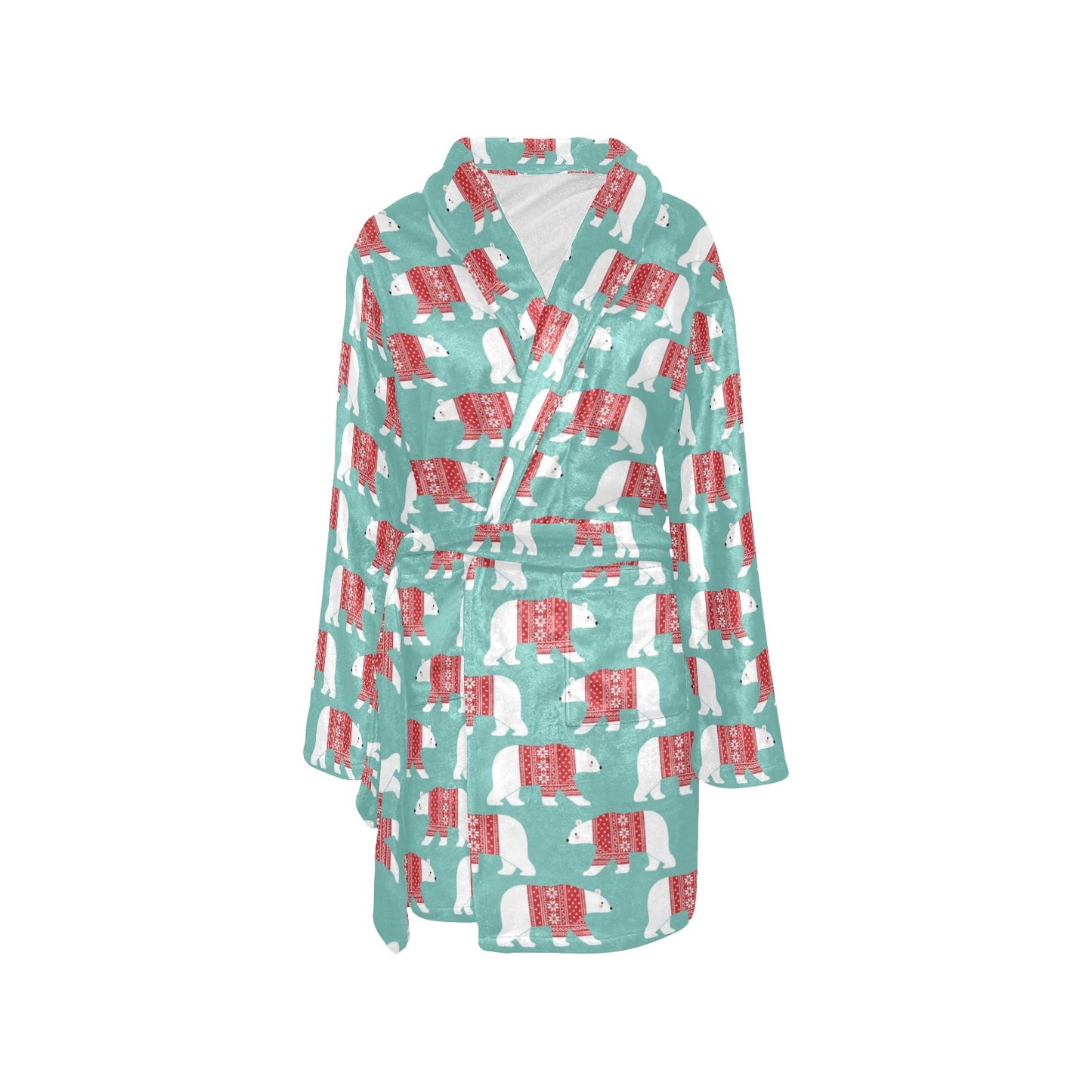 Polar Bear Pattern Print Design A04 Women's Fleece Robe