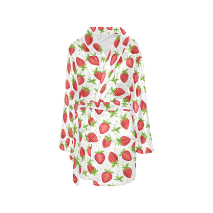Strawberry Pattern Print Design SB07 Women's Fleece Robe