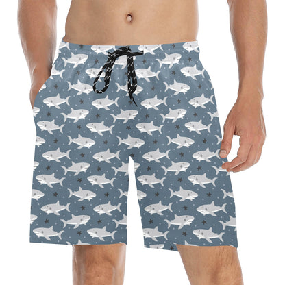 Shark Print Design LKS305 Men's Swim Trunks Beach Shorts