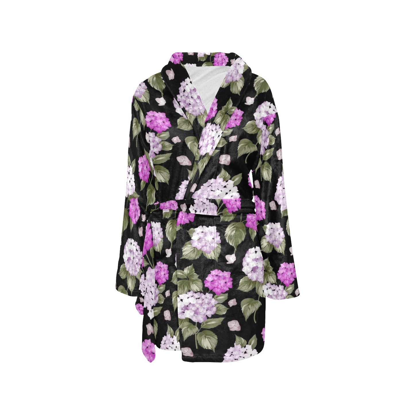 Hydrangea Pattern Print Design HD011 Women's Fleece Robe