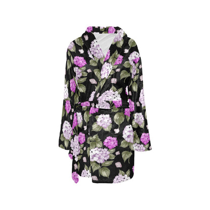 Hydrangea Pattern Print Design HD011 Women's Fleece Robe