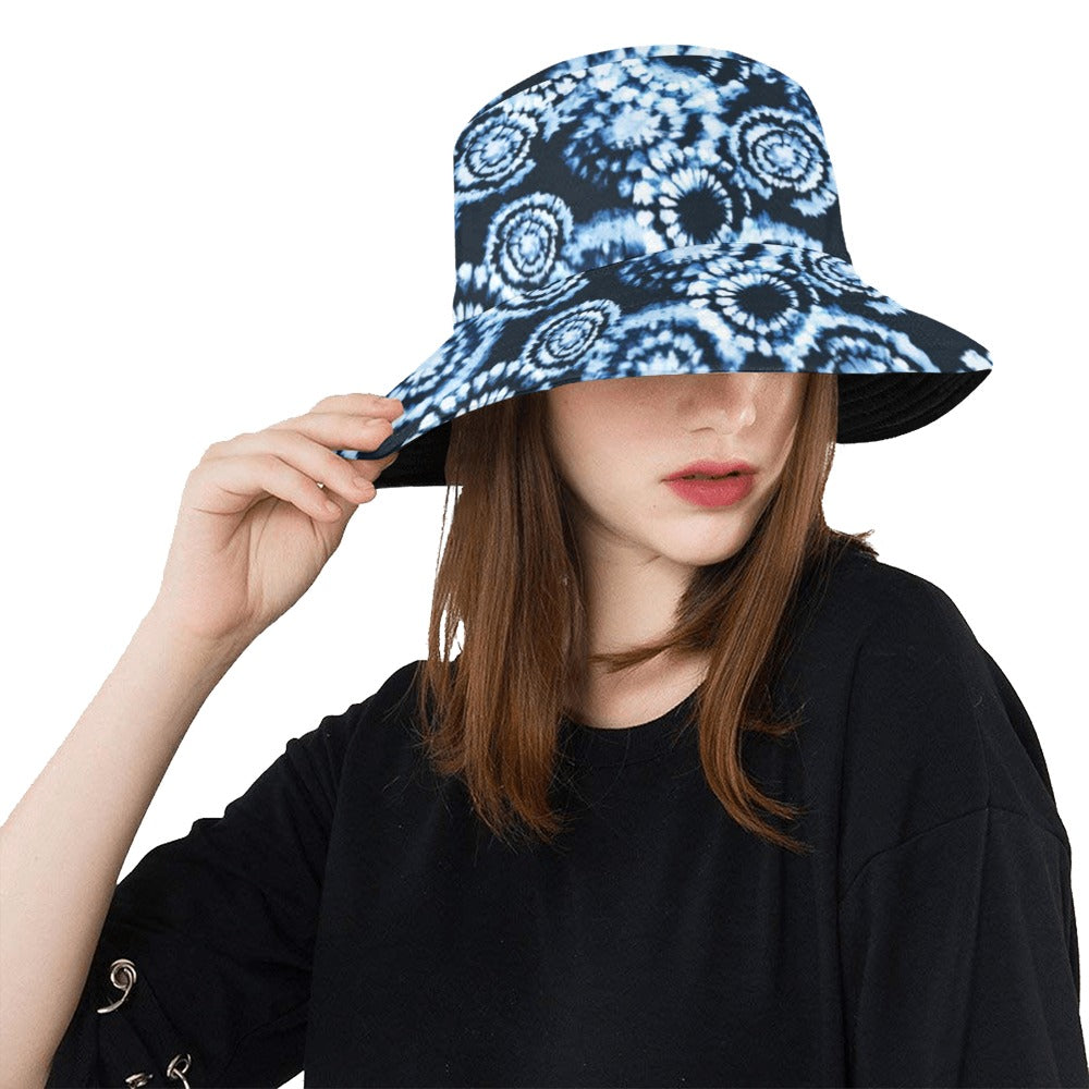Tie Dye Dark Blue Print Design LKS306 Unisex Bucket Hat