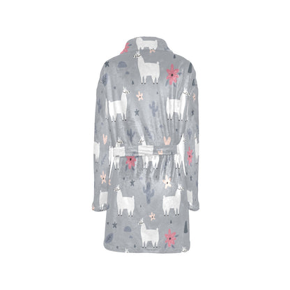 Llama Pattern Print Design 010 Women's Fleece Robe