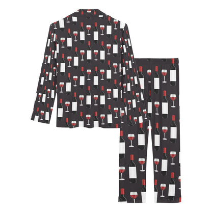 Wine Print Design LKS309 Women's Long Pajama Set