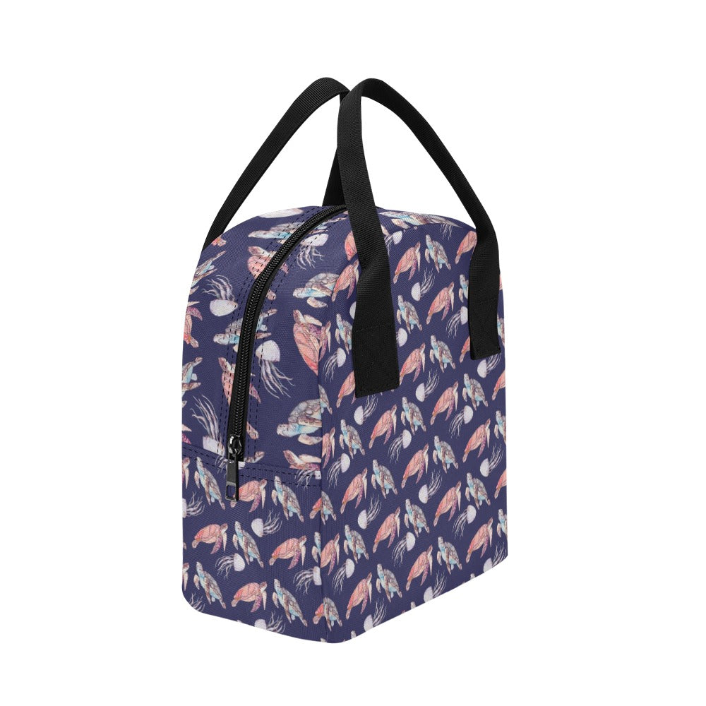 Sea Turtle With Jelly Fish Print Design LKS301 Insulated Lunch Bag