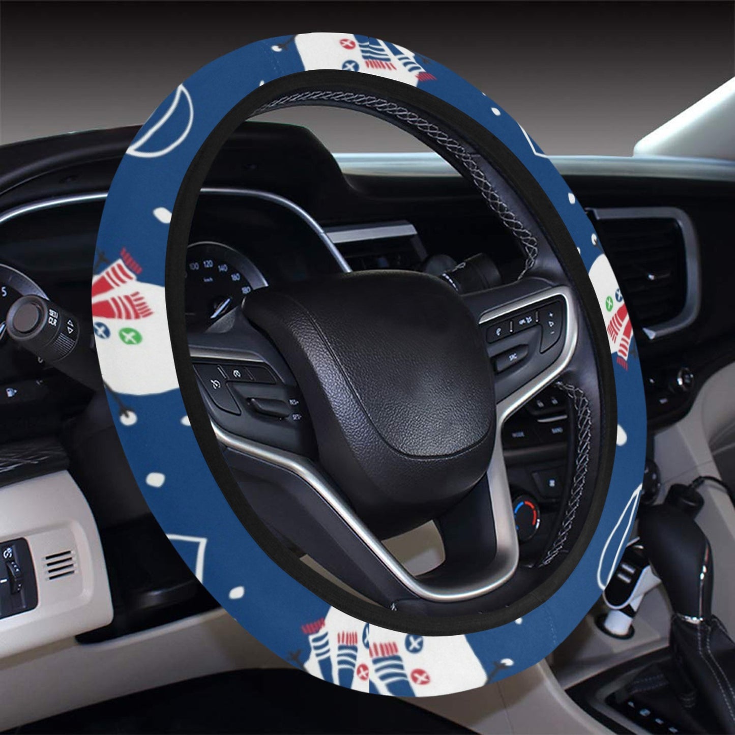 Snowman Print Design LKS306 Steering Wheel Cover with Elastic Edge