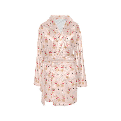 Chihuahua Pattern Print Design 04 Women's Fleece Robe