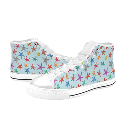 Starfish Print Design LKS402 Men's High Top Canvas Shoes