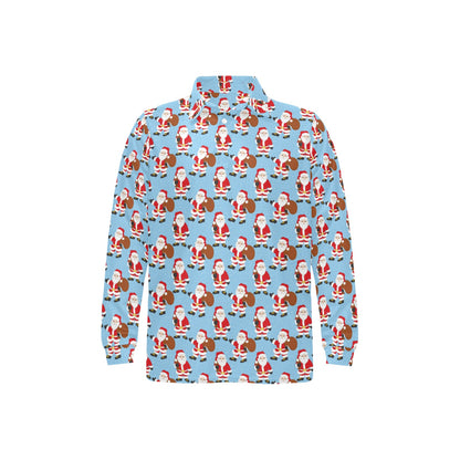 Santa Christmas Themed Print Design LKS305 Long Sleeve Polo Shirt For Men's