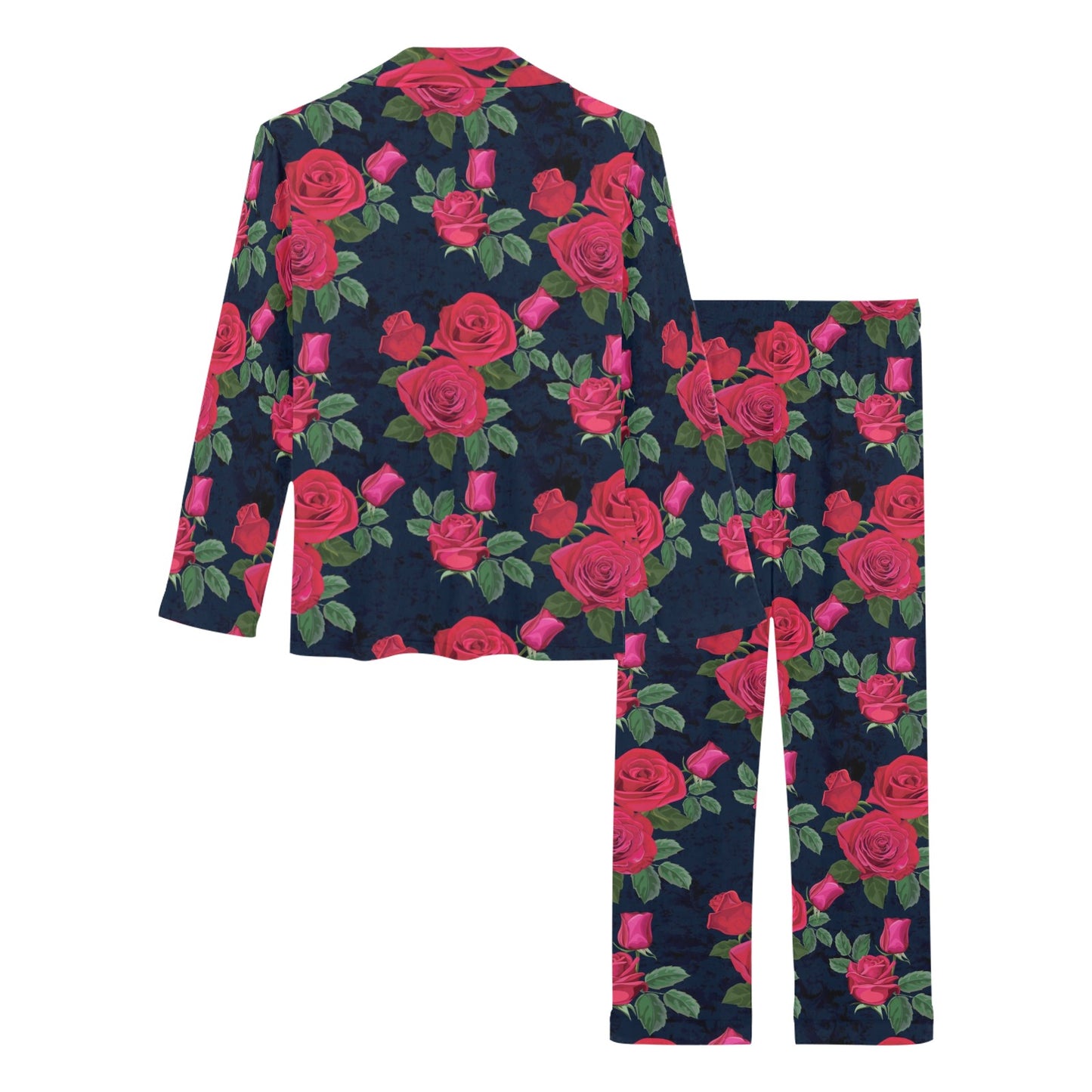 Rose Pattern Print Design A04 Women's Long Pajama Set