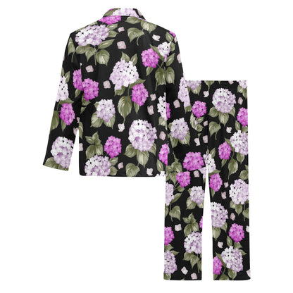 Hydrangea Pattern Print Design HD011 Men's Long Pajama Set