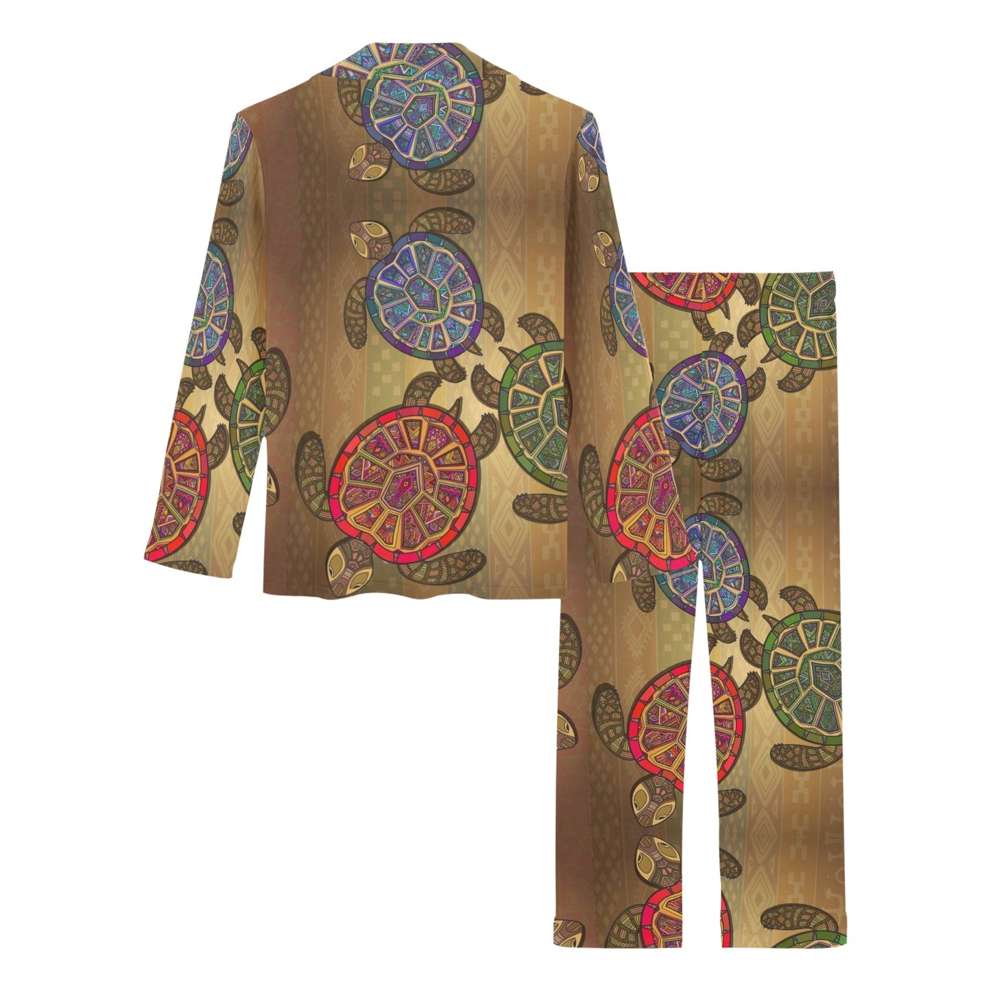Sea Turtle Tribal Colorful Women's Long Pajama Set