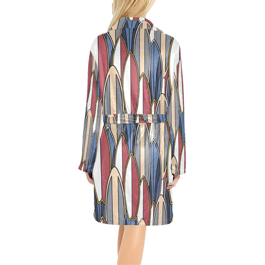 Surf board Pattern Women's Fleece Robe
