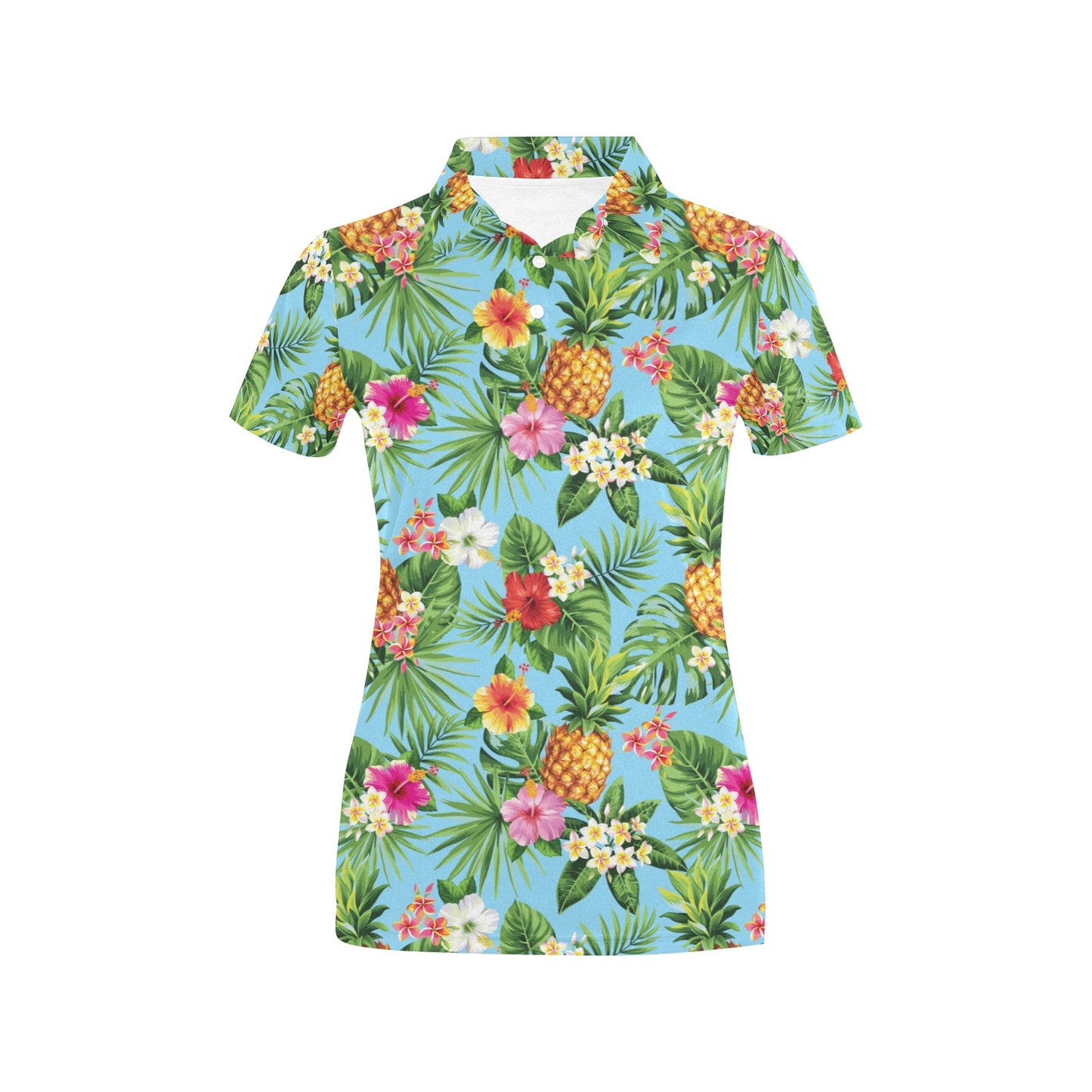 Pineapple Hawaiian flower Tropical Women's Polo Shirt