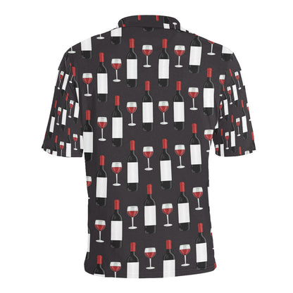 Wine Print Design LKS309 Men Polo Shirt