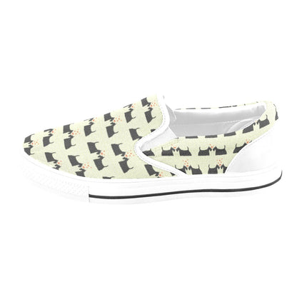 Scottish Terriers Print Design LKS304 White Slip Ons Canvas Women's Shoes