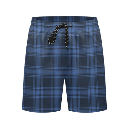 Tartan Blue Print Design LKS304 Men's Swim Trunks Beach Shorts