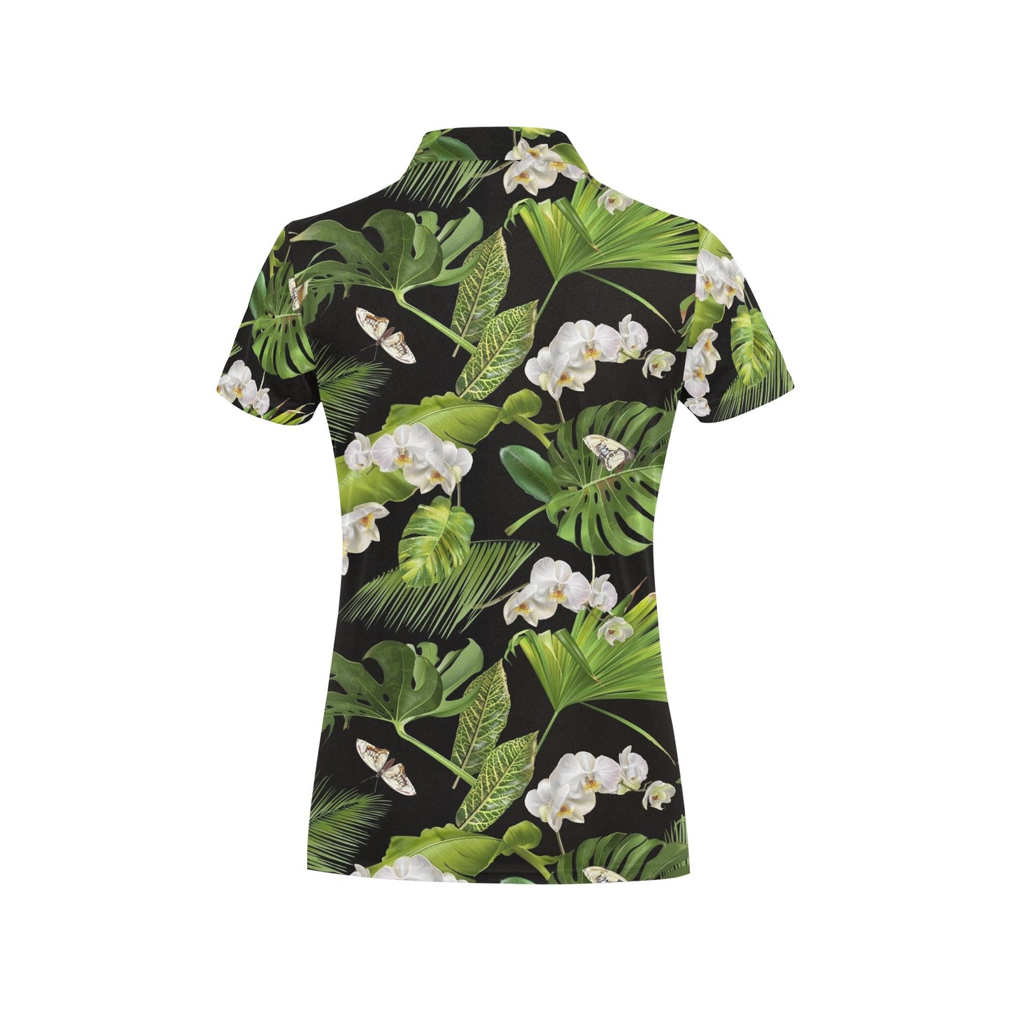 Tropical Flower Pattern Print Design TF026 Women's Polo Shirt