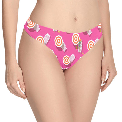 Beach Top View Umbrella Theme Women's Thongs
