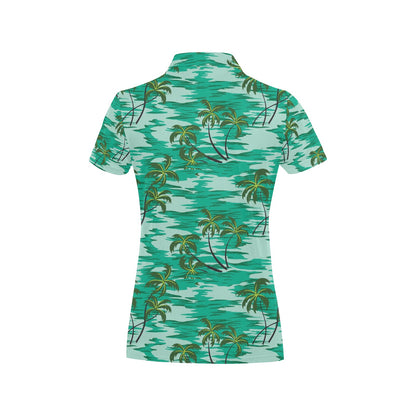 Palm Tree Pattern Print Design A01 Women's Polo Shirt
