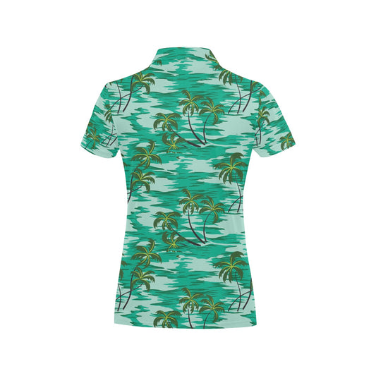 Palm Tree Pattern Print Design A01 Women's Polo Shirt