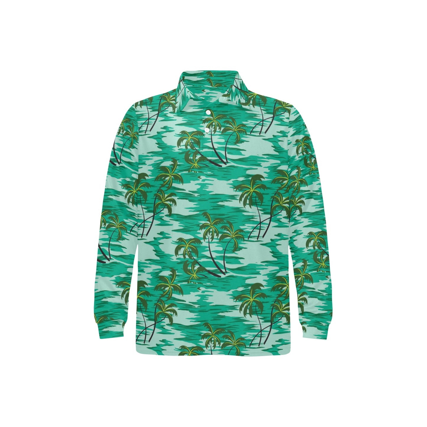 Palm Tree Pattern Print Design A01 Long Sleeve Polo Shirt For Men's