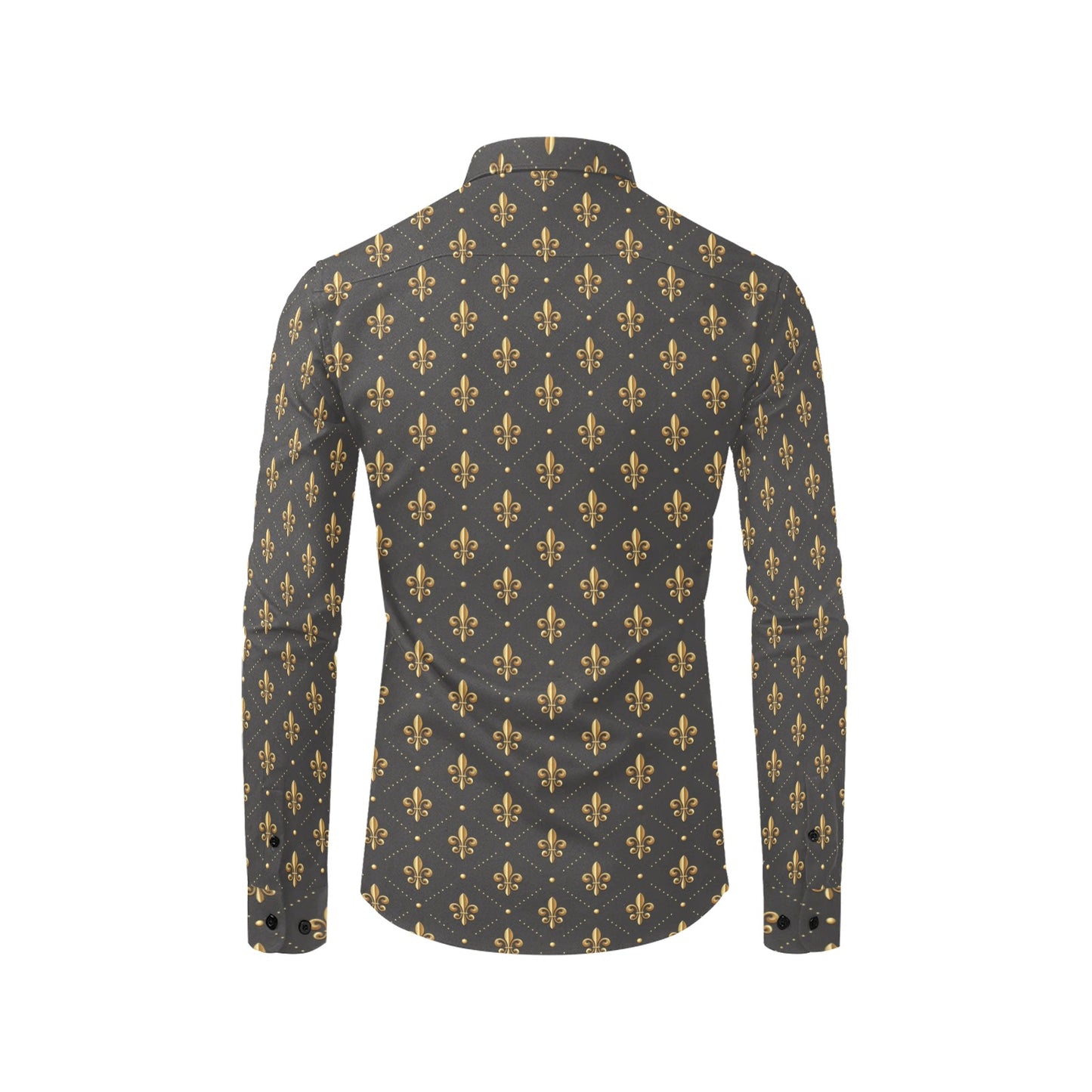 Fleur De Lis Print Design LKS402 Men's Long Sleeve Dress Shirt