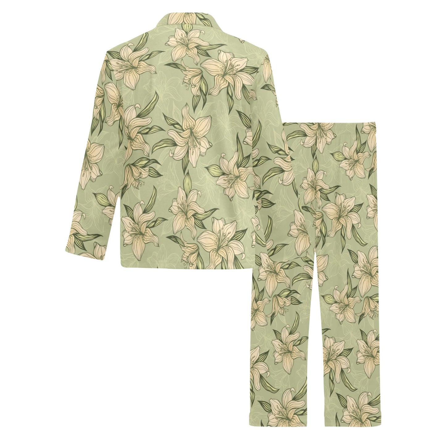 Lily Pattern Print Design LY06 Men's Long Pajama Set