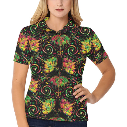 lotus Boho Pattern Print Design LO09 Women's Polo Shirt
