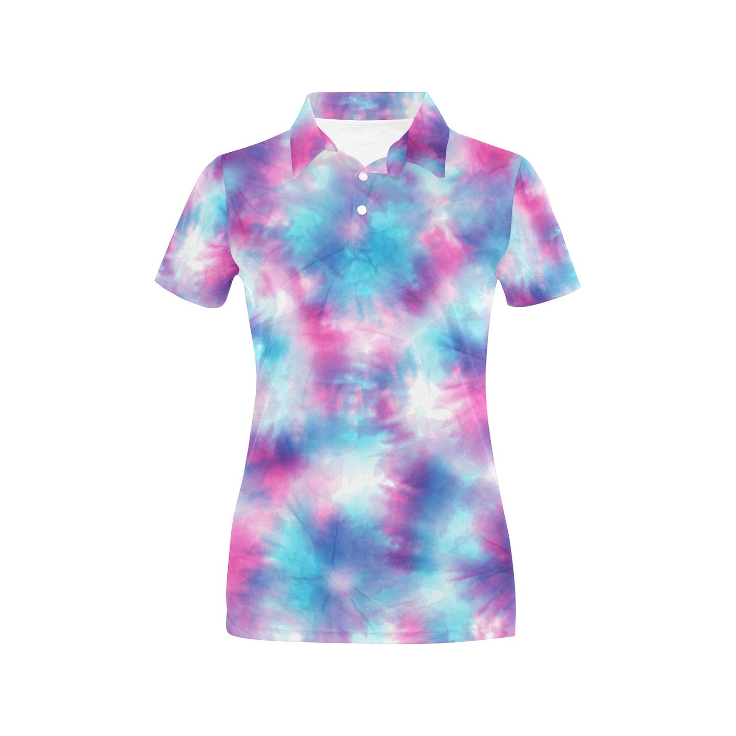 Tie Dye Blue Pink Women's Polo Shirt