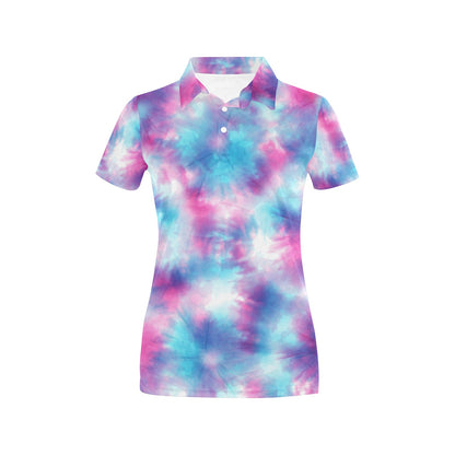 Tie Dye Blue Pink Women's Polo Shirt