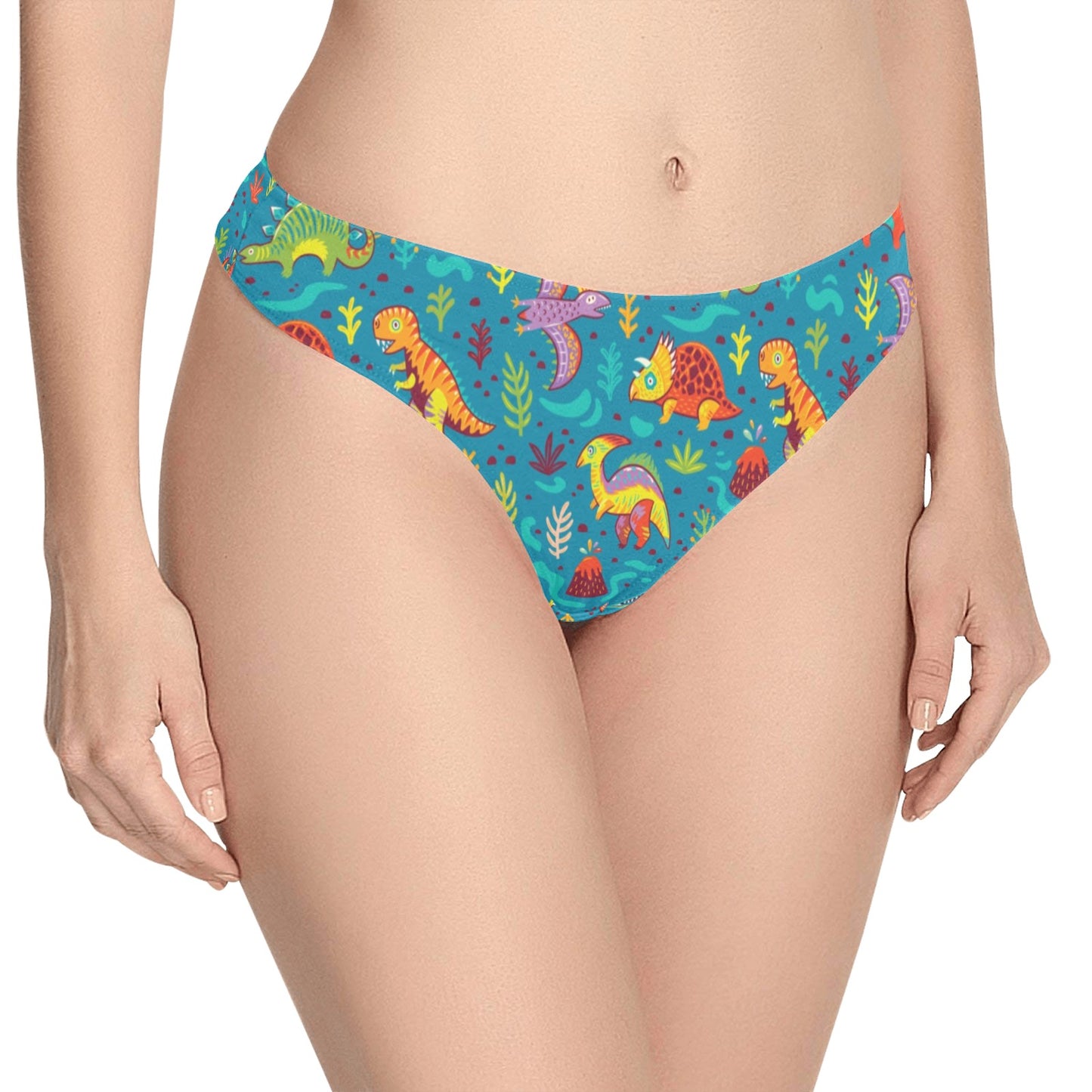 Dinosaur Cartoon Style Women's Thongs