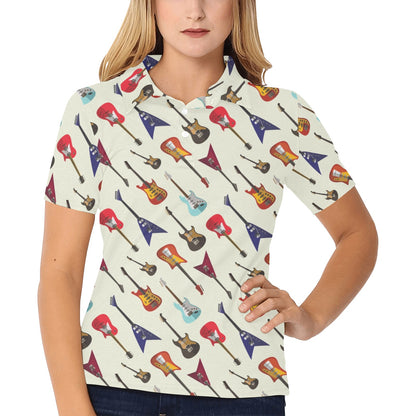 Electric Guitar Print Design LKS404 Women's Polo Shirt