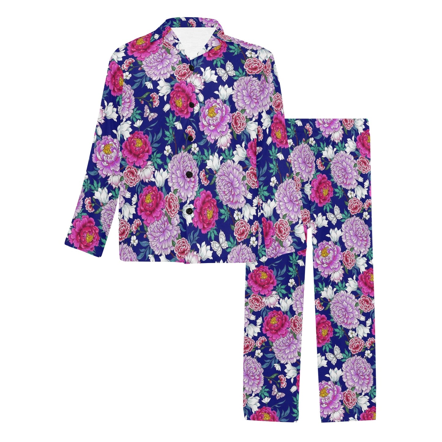 Dahlia Pattern Print Design DH013 Men's Long Pajama Set
