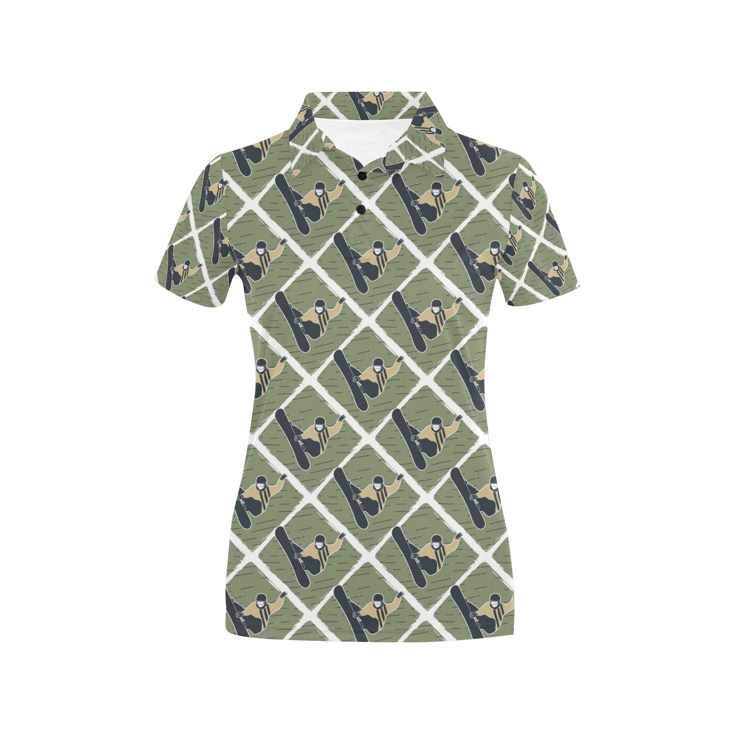 Snowboard Man Print Design LKS302 Women's Polo Shirt