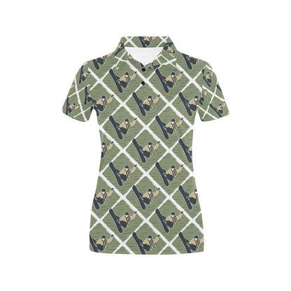 Snowboard Man Print Design LKS302 Women's Polo Shirt