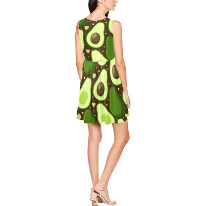 Avocado Pattern Print Design AC04 Sleeveless Dress