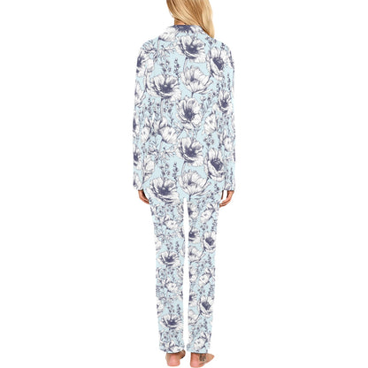 Anemone Pattern Print Design 02 Women's Long Pajama Set